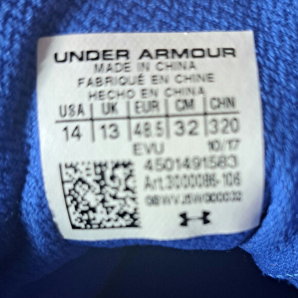 Under Armour Drive 4 Low Blue and White Basketball Shoes Men's Size 14 - Picture 8 of 8